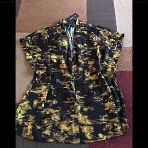 Kenneth Cole black and yellow print top